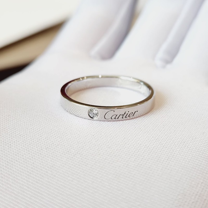 Cartier C de Cartier 54號  pt950 鑽石 窄版-4