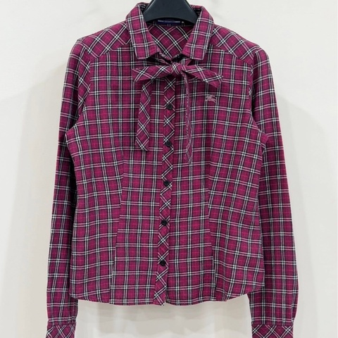 BURBERRY 藍標　格紋蝴蝶結領帶戰馬襯衫（附領帶）