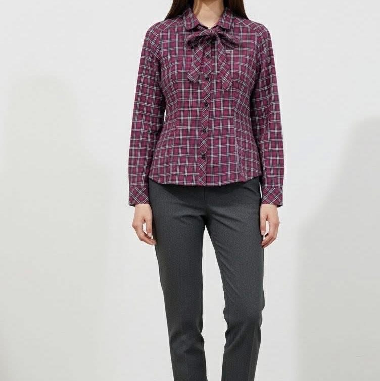 BURBERRY 藍標 格紋蝴蝶結領帶戰馬襯衫(附領帶)-9