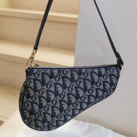 「JL精品代購」9新 Dior 老花Saddle馬鞍包