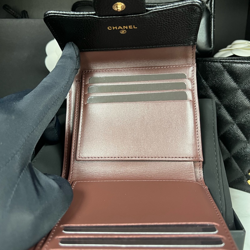 CHANEL  經典CF 三折短夾芯片款 全新（全配）-4