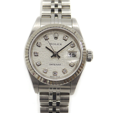 Rolex Datejust 79174G Y 編號自動上鍊女士腕錶，鑲嵌 10 顆鑽石，配備電腦顯示錶盤