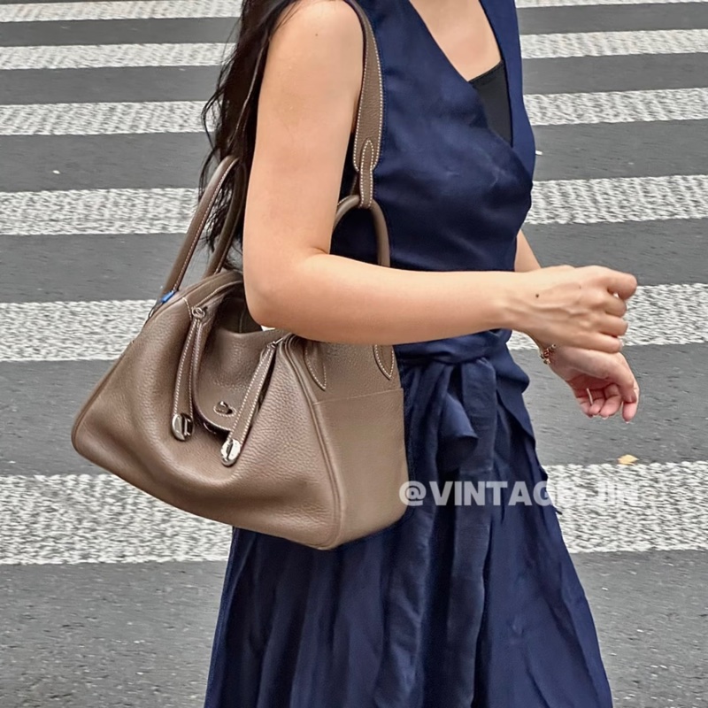 🐻愛馬仕金剛色Hermers18大象灰銀釦T/C皮Lindy30-2