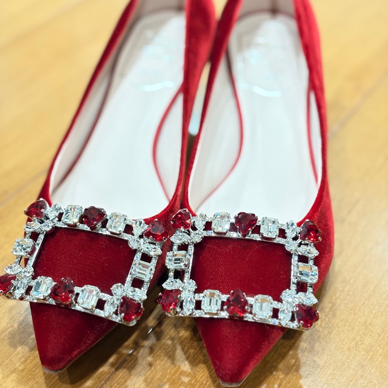 Roger Vivier紅絲絨低跟鞋(全新)-6