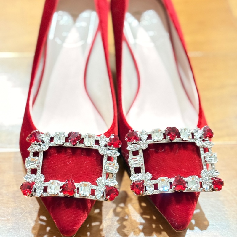 Roger Vivier紅絲絨低跟鞋(全新)-5