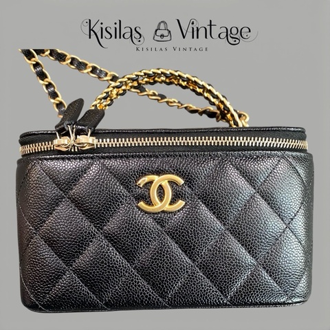 Chanel Caviar Vanity荔枝枝手柄長盒子