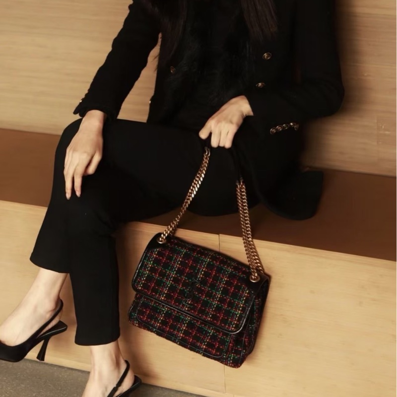 YSL 復古粗毛呢niki中號肩背包 28*20*8.5 98新配件塵袋-0