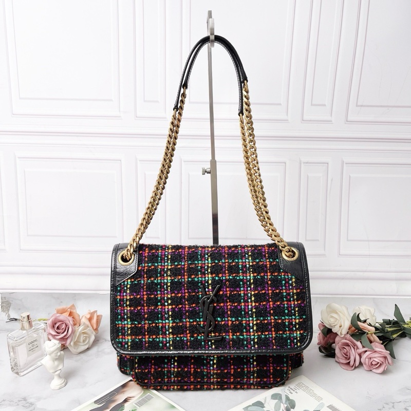 YSL 復古粗毛呢niki中號肩背包 28*20*8.5 98新配件塵袋-1