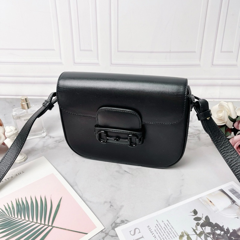 Gucci Horsebit黑色馬蹄扣1955郵差包72622620.5×5×14.5 98新配件塵袋-4