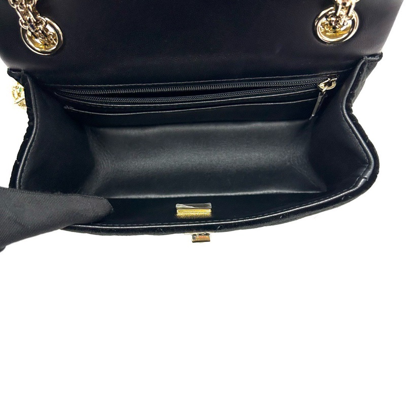 CHANEL 黑金2.55絲絨大mini肩背斜背包20*12*8 全新閒置配件盒子塵袋購證-2