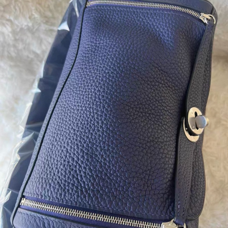 愛馬仕 Lindy26 午夜藍銀扣 tc皮 d刻-1