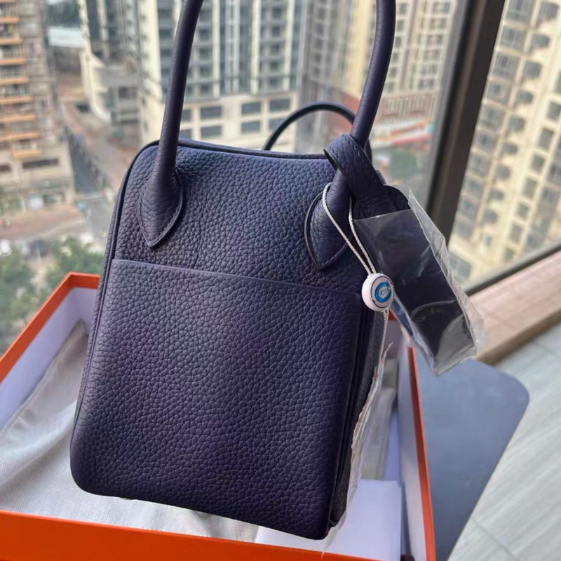 愛馬仕 Lindy26 午夜藍銀扣 tc皮 d刻-9