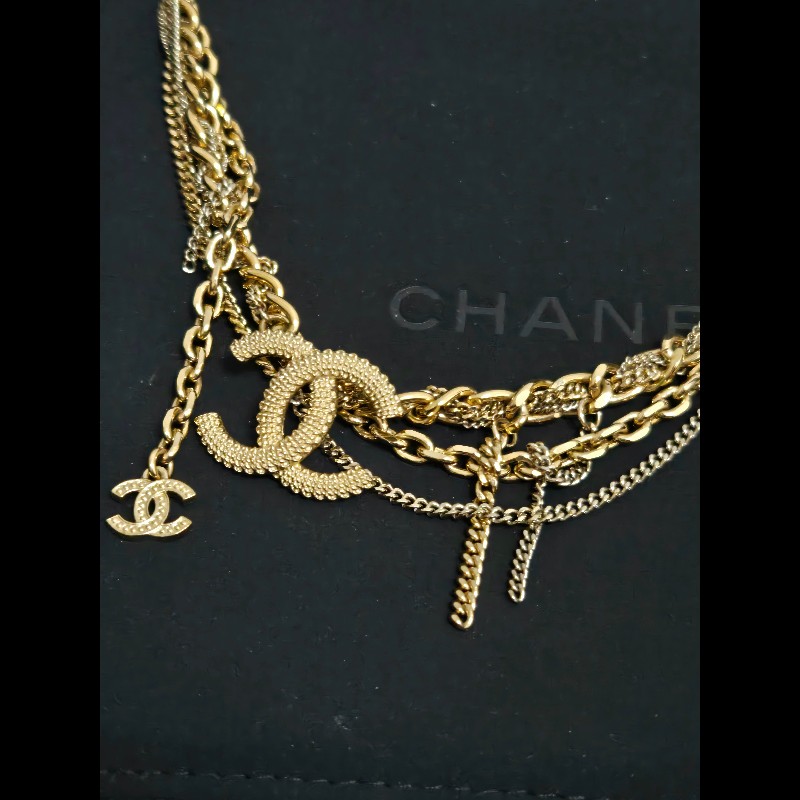 Chanel 香奈兒 復古金多層次雙 C 項鍊-7