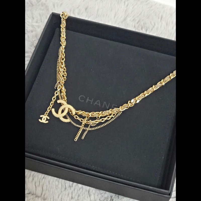 Chanel 香奈兒 復古金多層次雙 C 項鍊-9