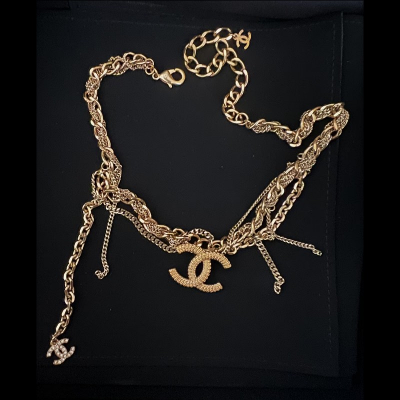 Chanel 香奈兒 復古金多層次雙 C 項鍊-13
