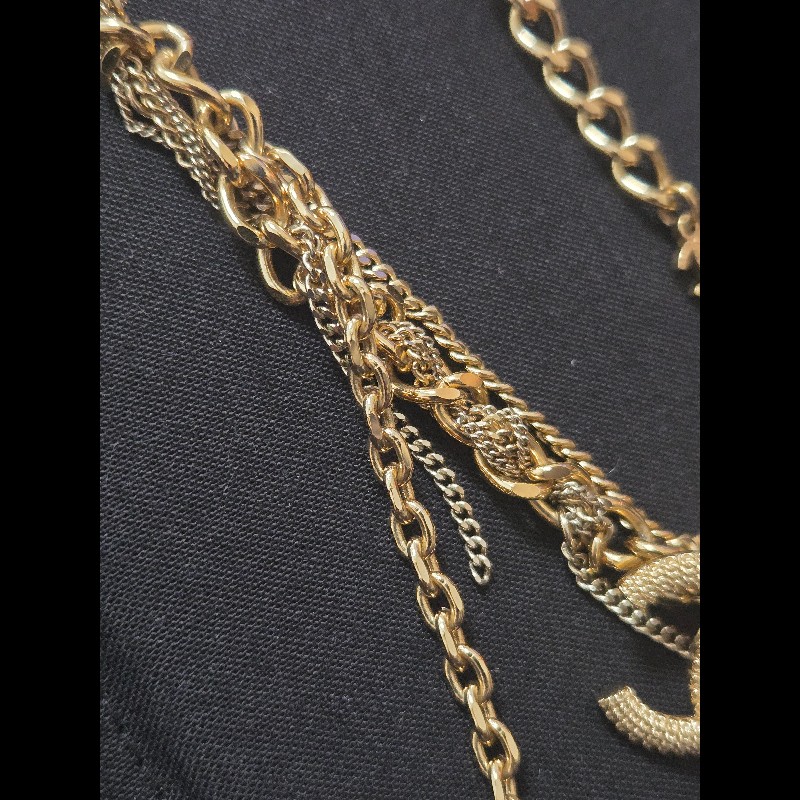 Chanel 香奈兒 復古金多層次雙 C 項鍊-17