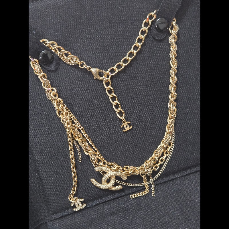 Chanel 香奈兒 復古金多層次雙 C 項鍊-19