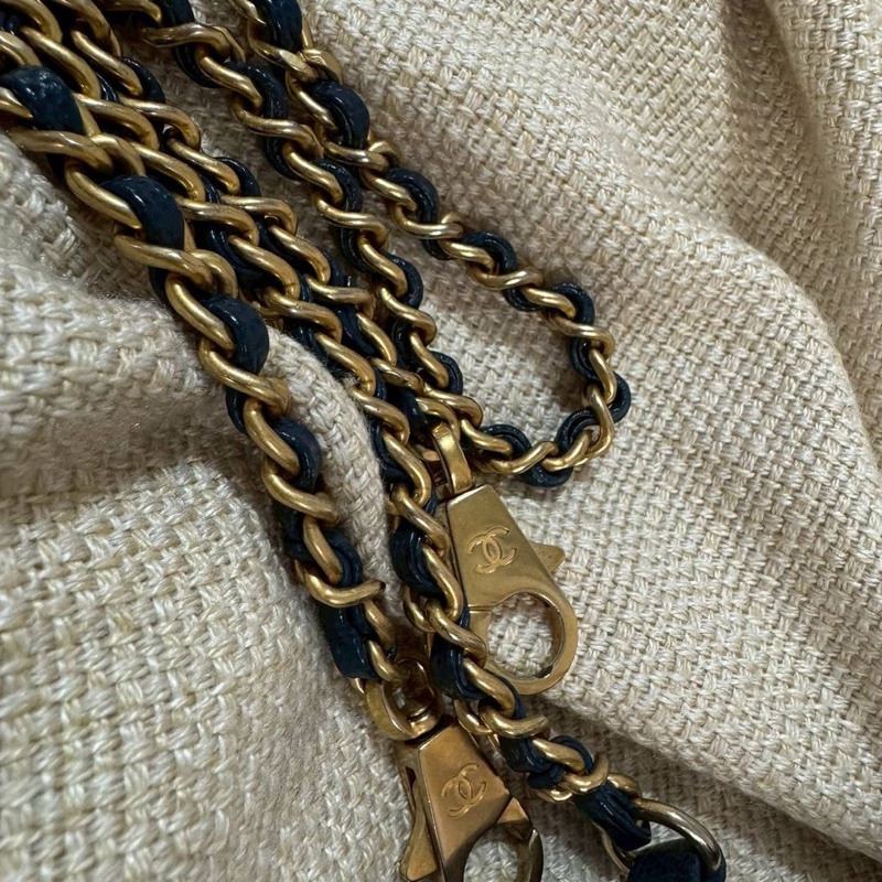 小巴黎二手名牌真品Chanel coco handle 午夜藍金釦-13