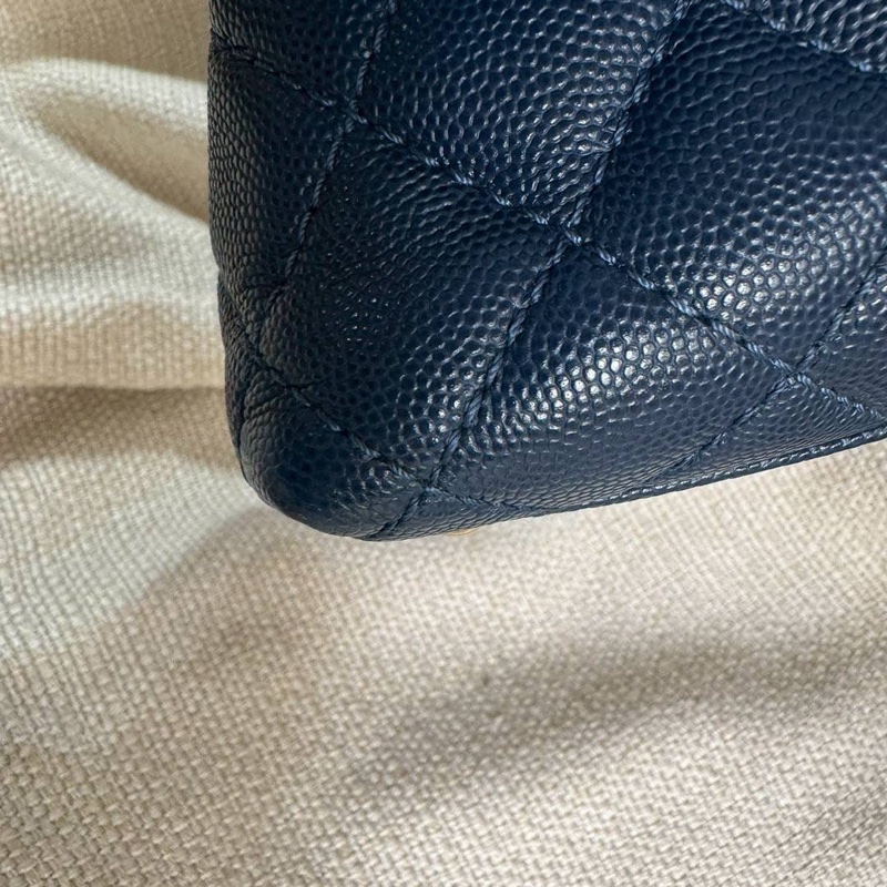 小巴黎二手名牌真品Chanel coco handle 午夜藍金釦-15