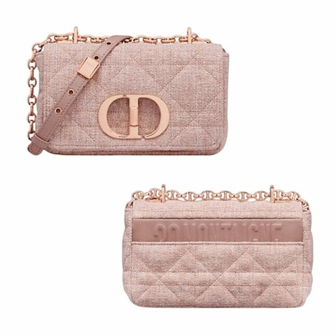 DIOR 斜紋軟呢 Canage 亞麻 Caro 小號斜背包