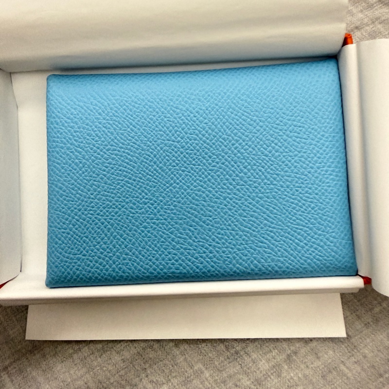 全新 Hermes 愛馬仕 Calvi Duo 卡片夾/零錢包 水藍色-2
