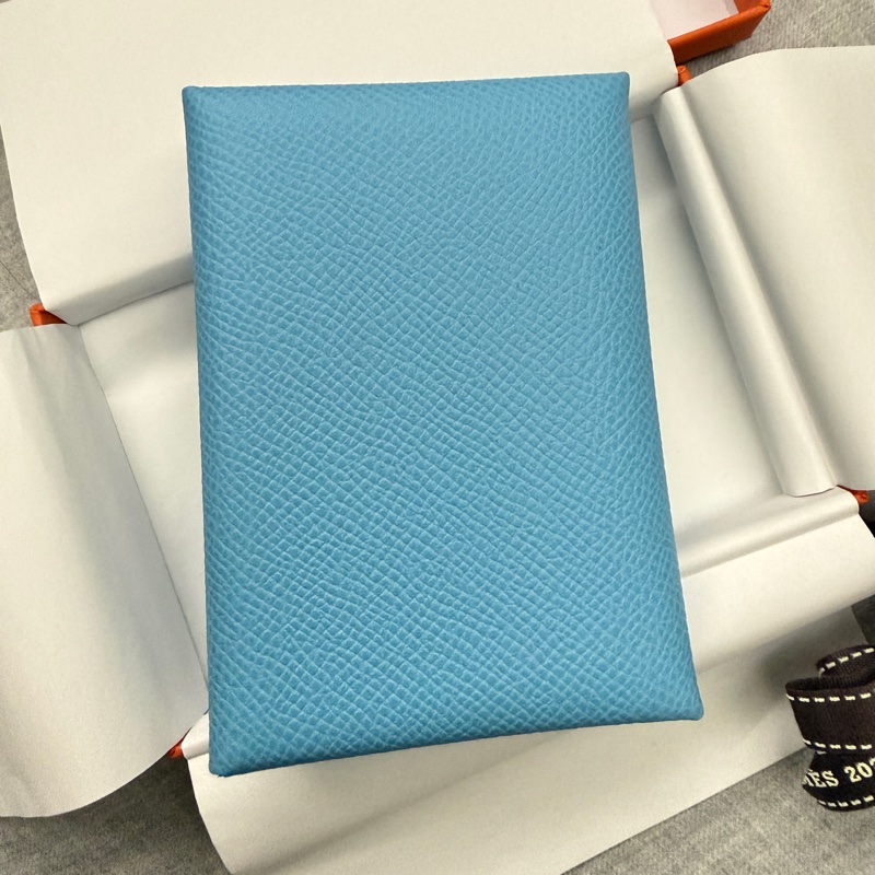 全新 Hermes 愛馬仕 Calvi Duo 卡片夾/零錢包 水藍色-3