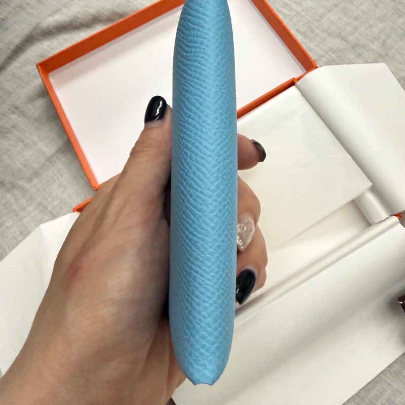 全新 Hermes 愛馬仕 Calvi Duo 卡片夾/零錢包 水藍色-7