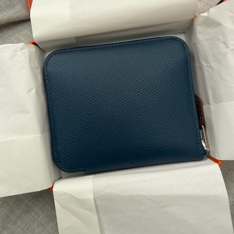 全新 Hermes Silk'In短夾 絲巾短夾 午夜藍-0