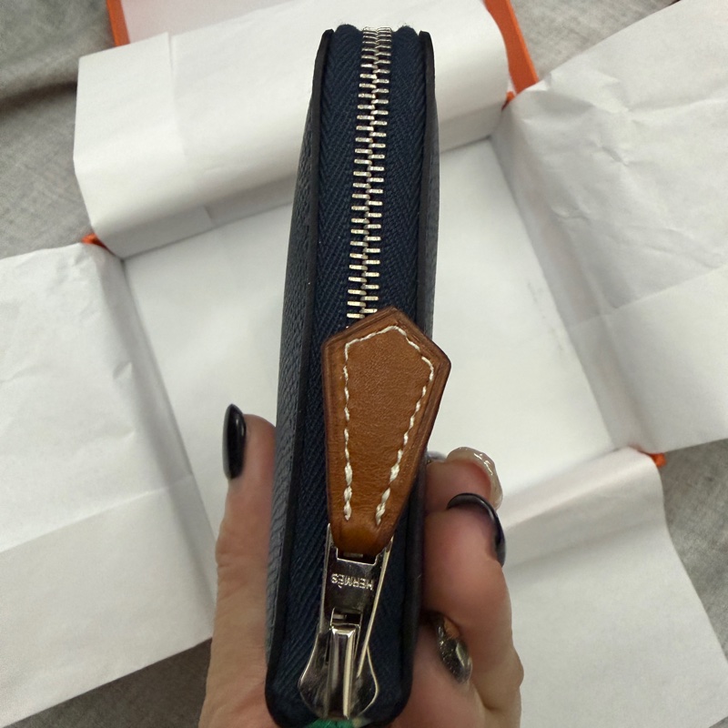 全新 Hermes Silk'In短夾 絲巾短夾 午夜藍-2