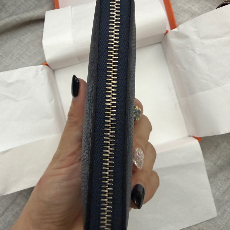 全新 Hermes Silk'In短夾 絲巾短夾 午夜藍-3