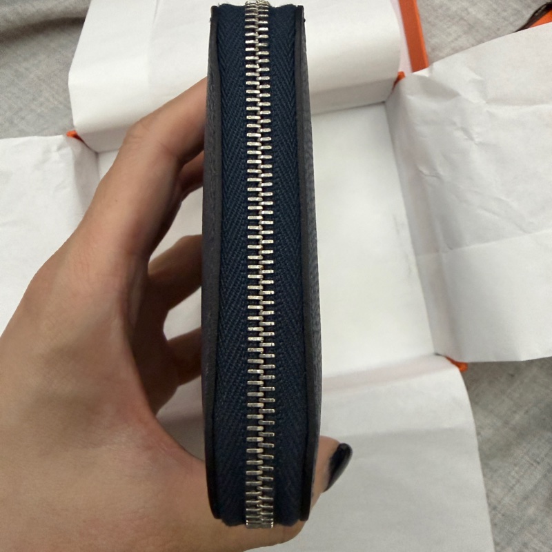 全新 Hermes Silk'In短夾 絲巾短夾 午夜藍-4