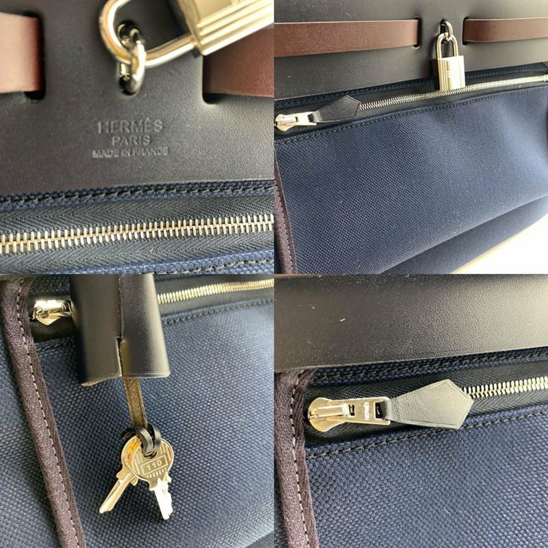 Hermès 拉鍊小號氣囊 Le Tourne 帆布皮革 海軍藍 HERMES-3