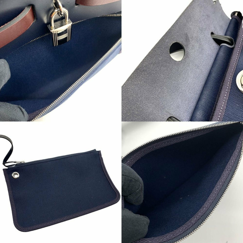 Hermès 拉鍊小號氣囊 Le Tourne 帆布皮革 海軍藍 HERMES-5