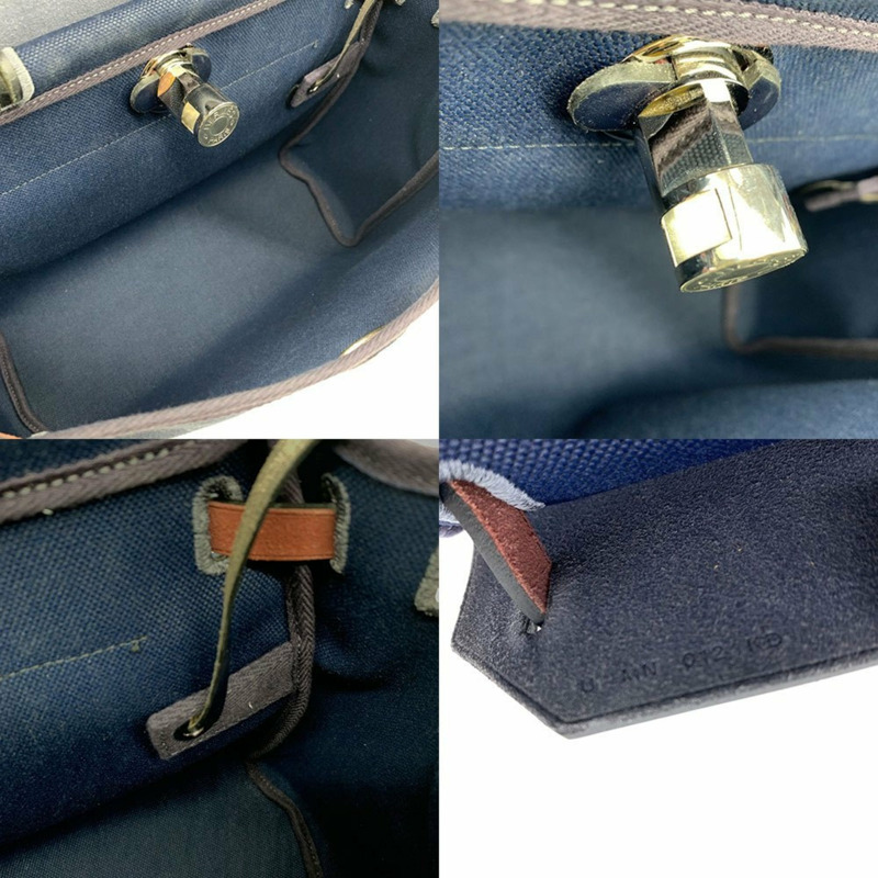 Hermès 拉鍊小號氣囊 Le Tourne 帆布皮革 海軍藍 HERMES-6