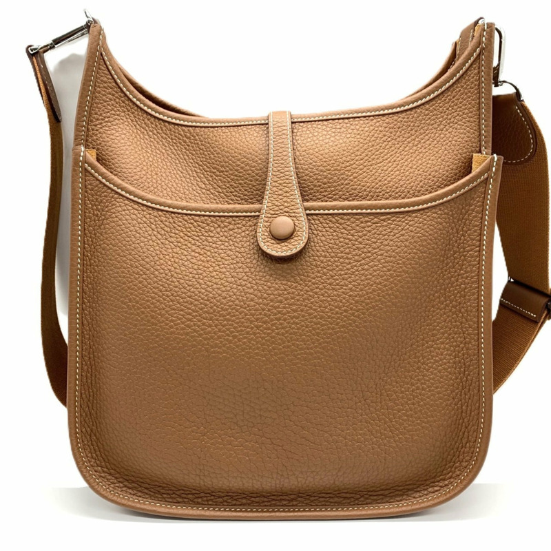 愛馬仕 Hermès Evelyne 3PM 單肩包，B 印記，Taurillon Clemence 皮革，金色，棕色-1