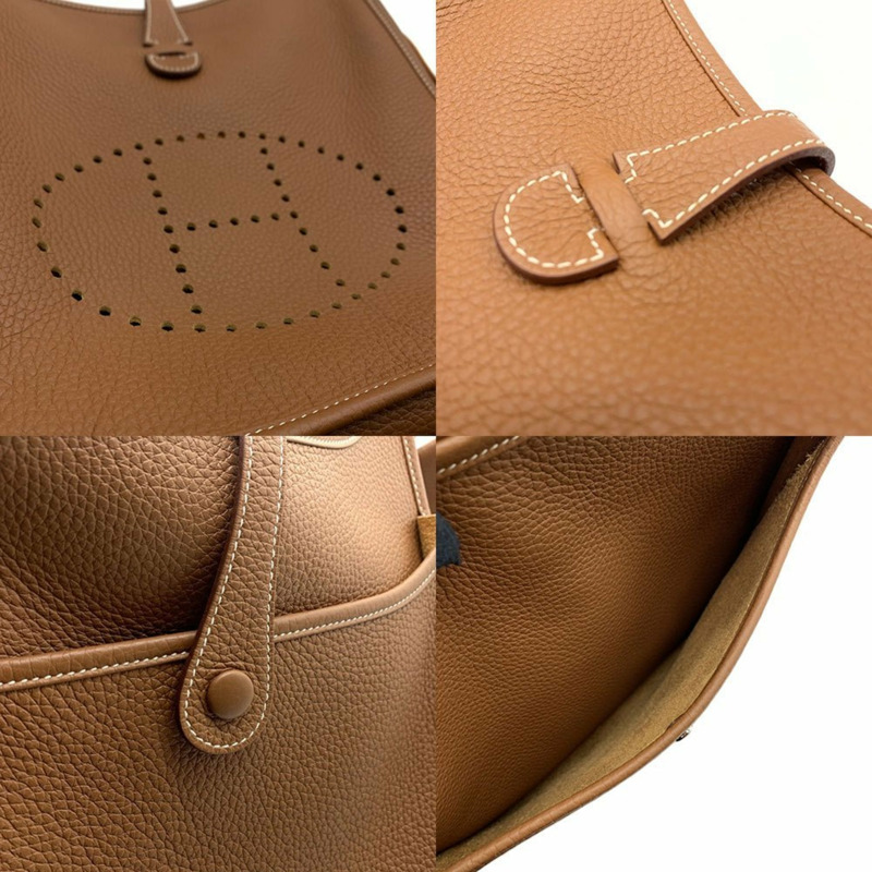 愛馬仕 Hermès Evelyne 3PM 單肩包，B 印記，Taurillon Clemence 皮革，金色，棕色-3