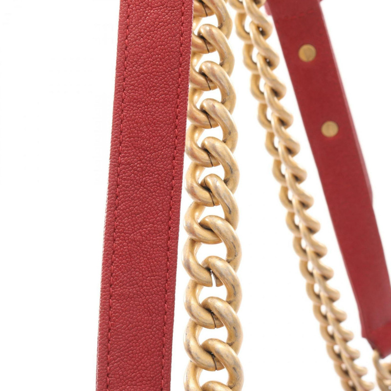 香奈兒 Boy Chanel 女士紅色粒面小牛皮單肩包 A67086-7