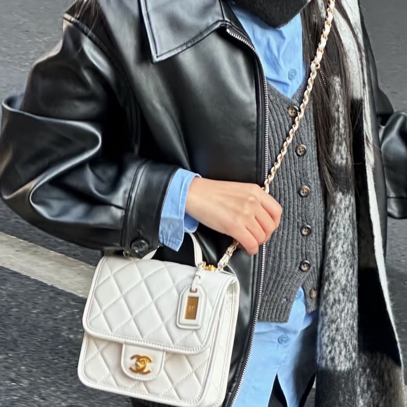 ✨Chanel 高級感小香白金豆腐包 99新 全套晶片款🤍-2