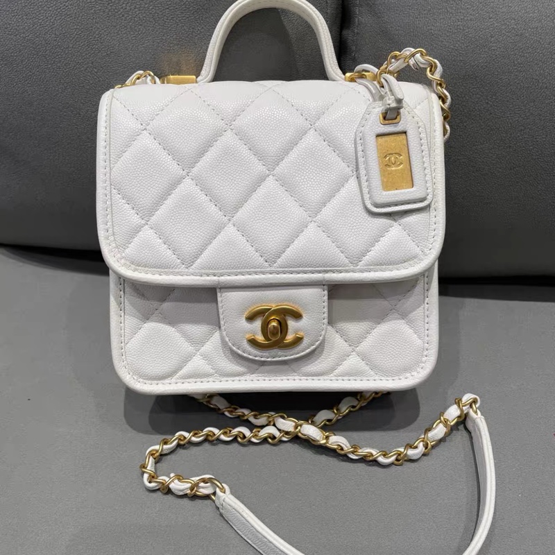 ✨Chanel 高級感小香白金豆腐包 99新 全套晶片款🤍-4