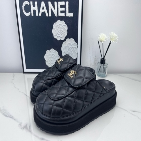 99新chanel香奈兒 24c厚底菱格紋麵包拖鞋 39碼