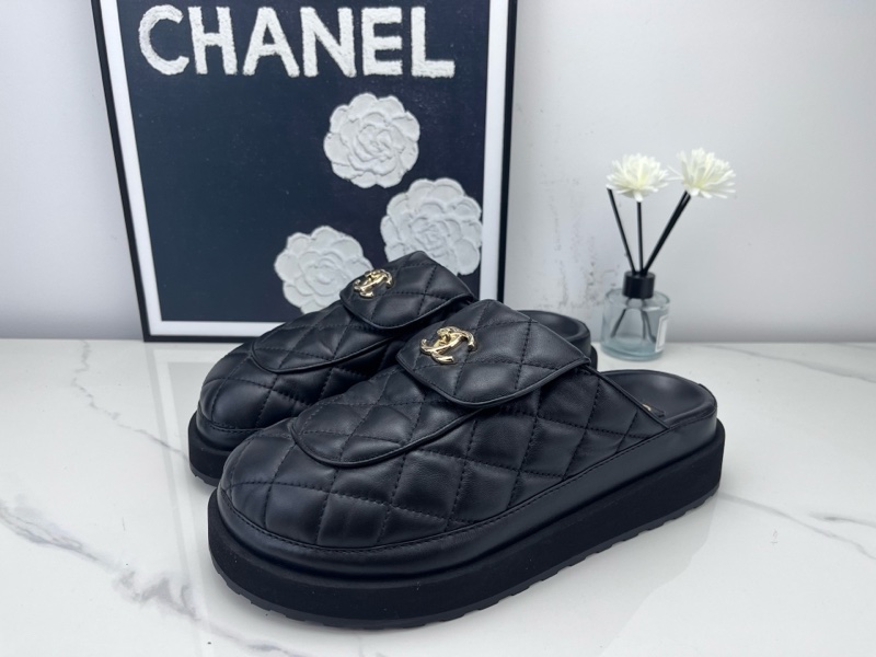 99新chanel香奈兒 24c厚底菱格紋麵包拖鞋 39碼-0