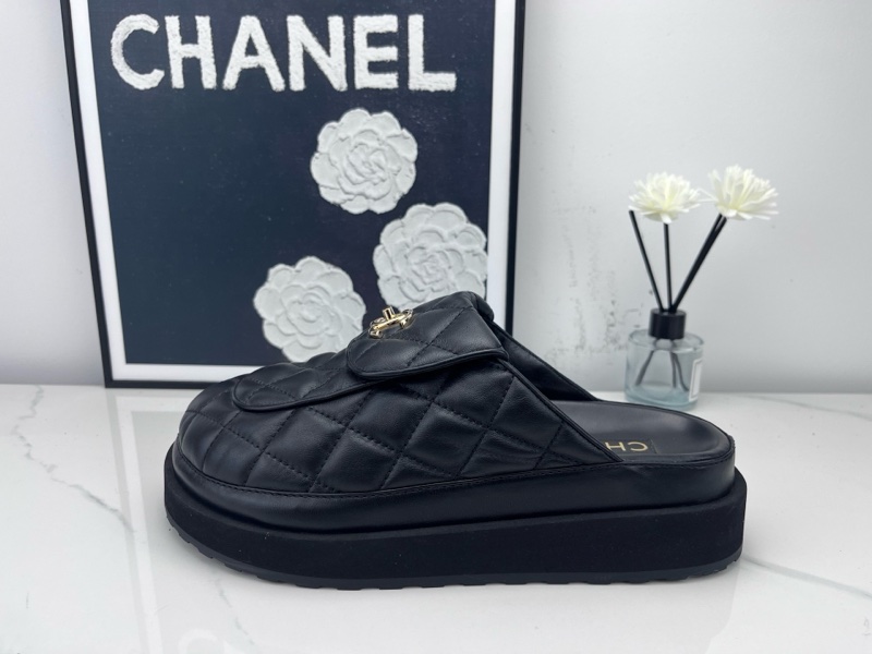 99新chanel香奈兒 24c厚底菱格紋麵包拖鞋 39碼-3