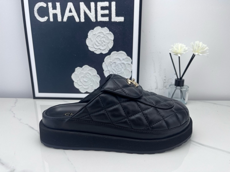 99新chanel香奈兒 24c厚底菱格紋麵包拖鞋 39碼-5
