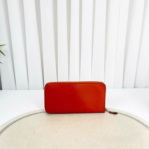 愛馬仕 Hermès Silk’in 拉鍊長夾｜經典愛馬仕橘｜絲巾內裡