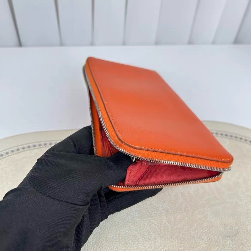 愛馬仕 Hermès Silk’in 拉鍊長夾｜經典愛馬仕橘｜絲巾內裡-2