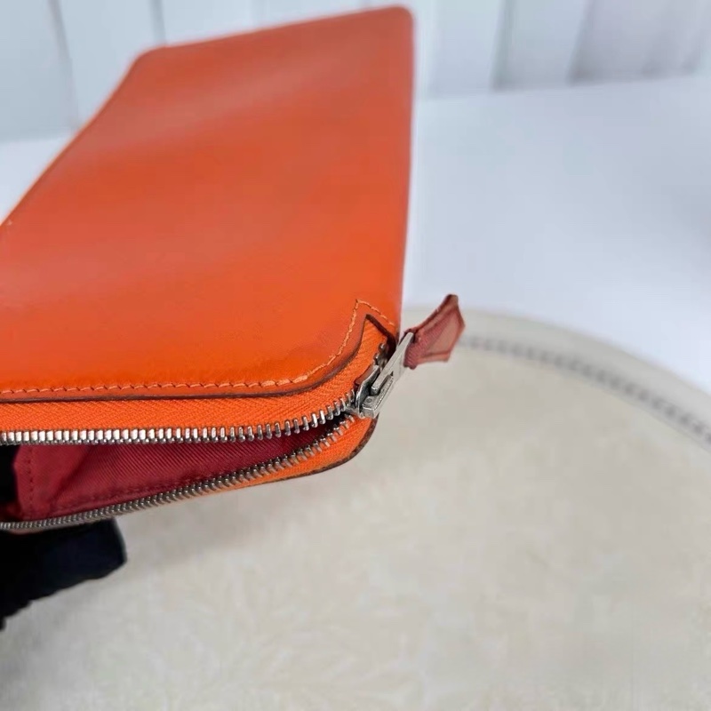 愛馬仕 Hermès Silk’in 拉鍊長夾｜經典愛馬仕橘｜絲巾內裡-3