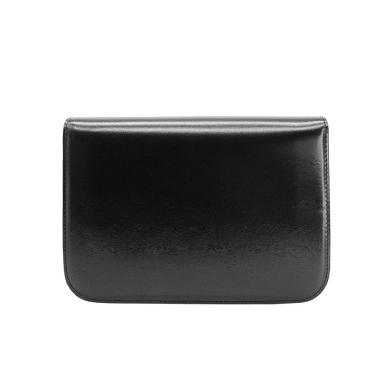 Celine 展示品 Triomphe 亮面牛皮中型肩背/斜背二用包(黑)-2