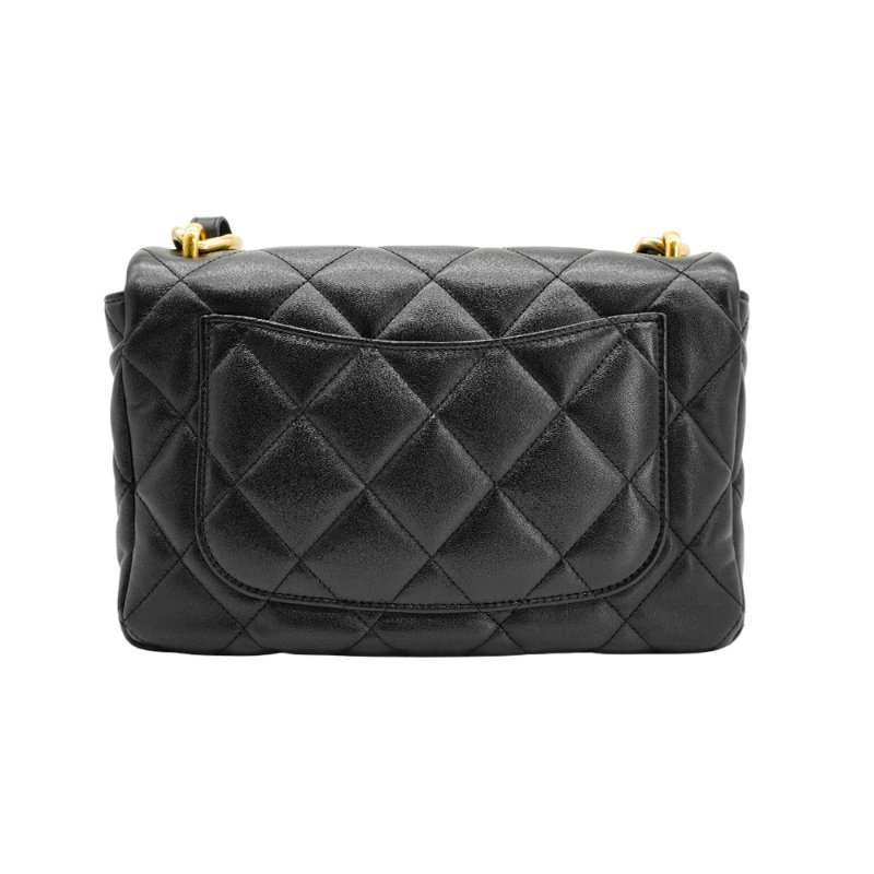 Chanel 展示品 羊皮金釦粗鍊肩背包(AS3215-黑)-2