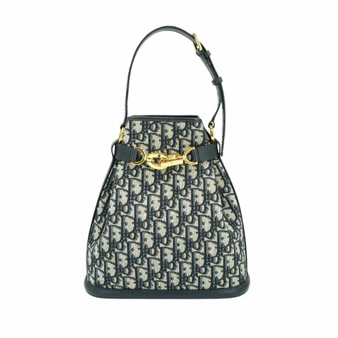 Dior C'est Dior Oblique 緹花布手提斜背水桶包-中(藍)