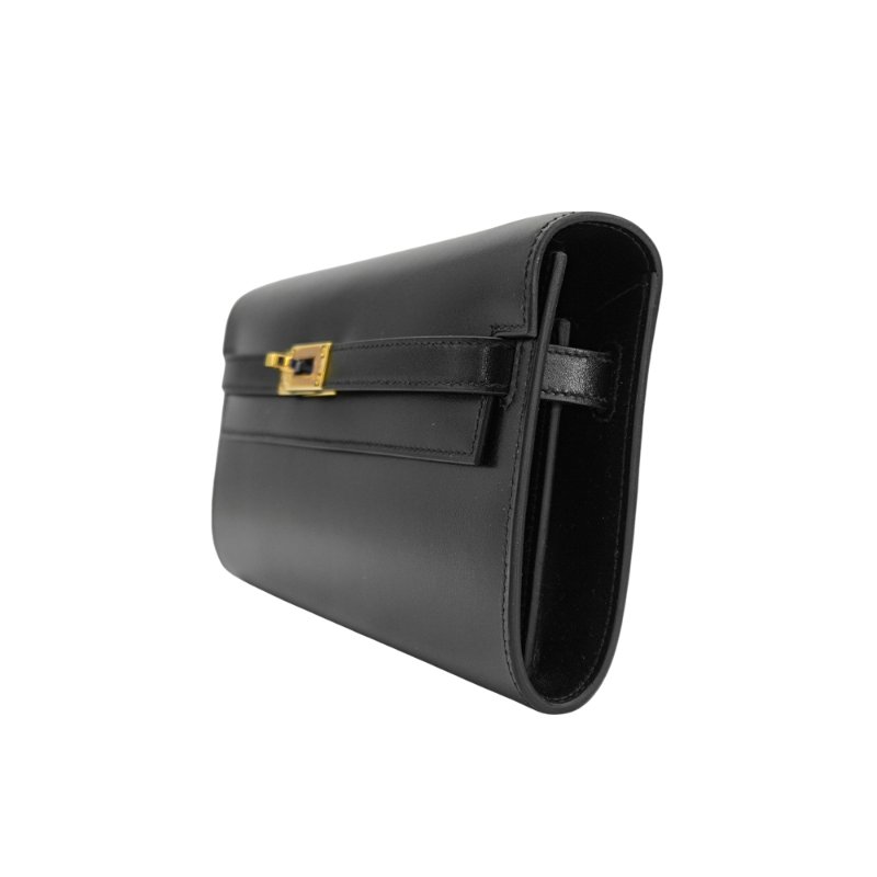 Hermes Kelly To Go Box牛皮金釦手拿/斜背包(89黑)-1